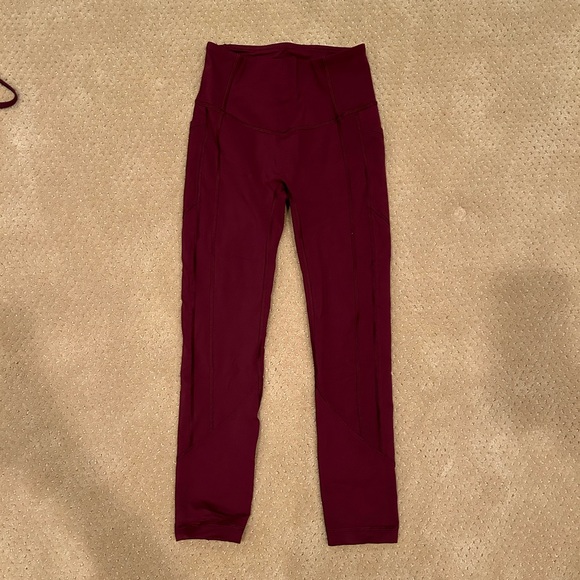 Burgundy Lululemon Leggings size 4 - Picture 1 of 3